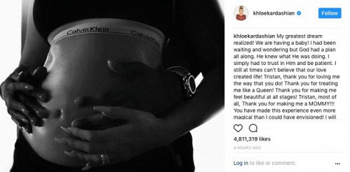 Хлои Кардашьян подтвердила свою беременность